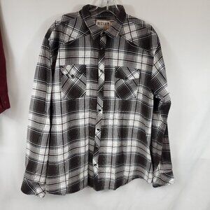 Reclaim Athletic Mens Button Up Lng Slv Black White Plaid Collared Dress Shrt XL